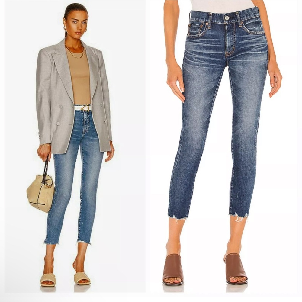 Moussy Vintage Tyrone Mid-Rise Cropped Distressed Jeans